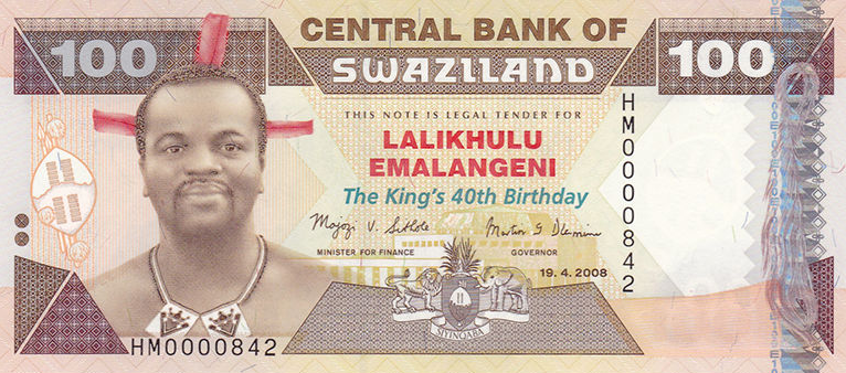 P34 Swaziland 100 Emalangeni Year 2008 (Comm.)